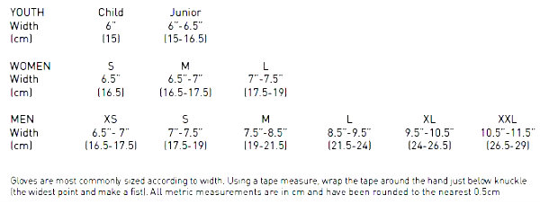 Gill Glove Size Guide